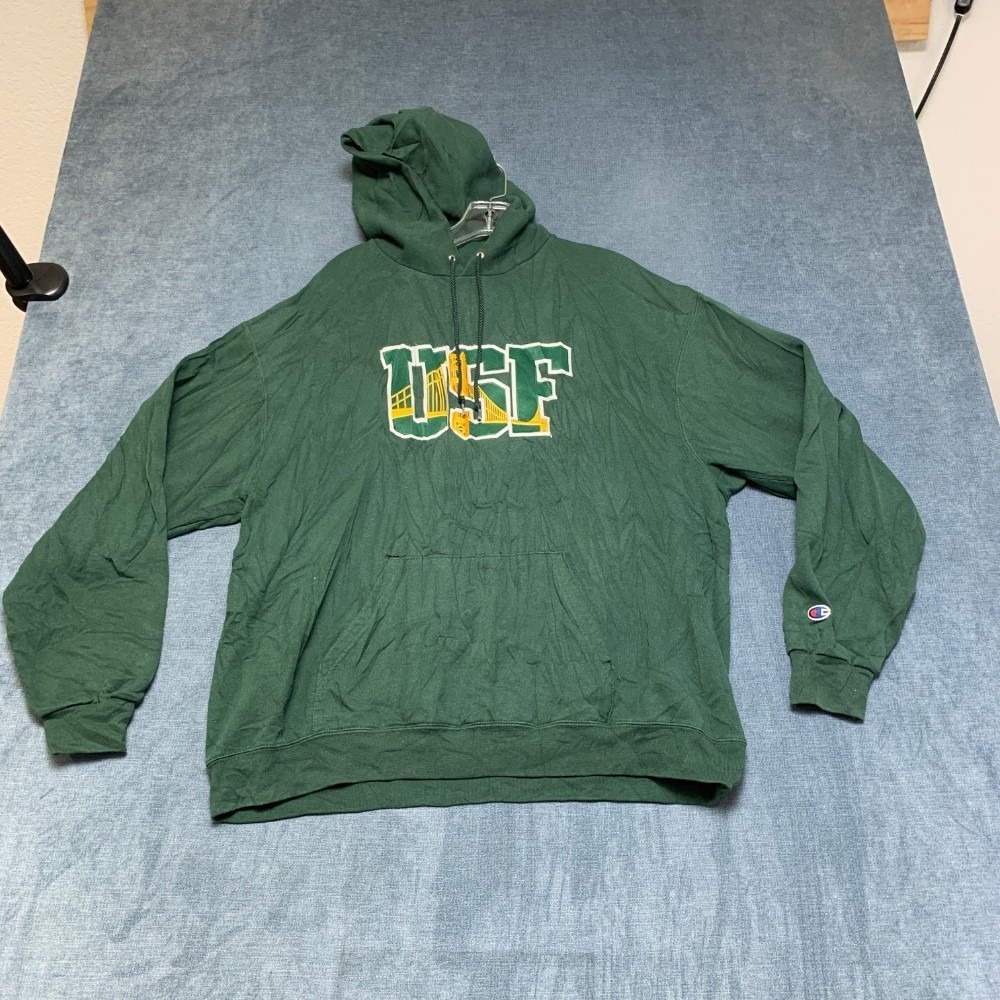 VTG Champion Eco Future Friendly University San Francisco Hoodie Men XL Green